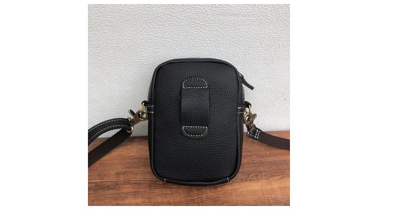 Men's Shoulder Bag Genuine Cowhide Leather Korean Fashion Simple Retro Smartphone Pouch Crossbody Bag for Men