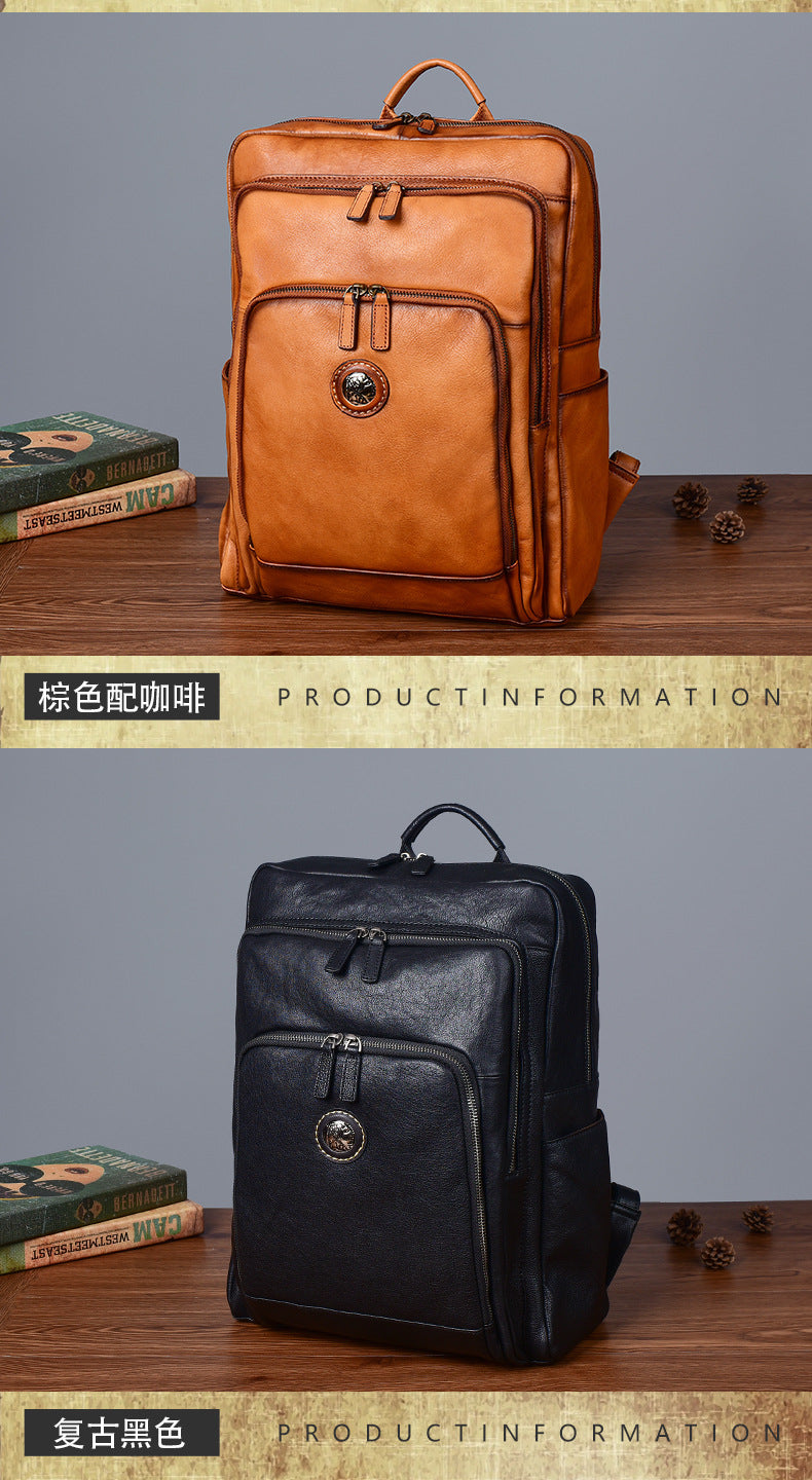 Men's backpack cowhide genuine leather fashion unique travel bag