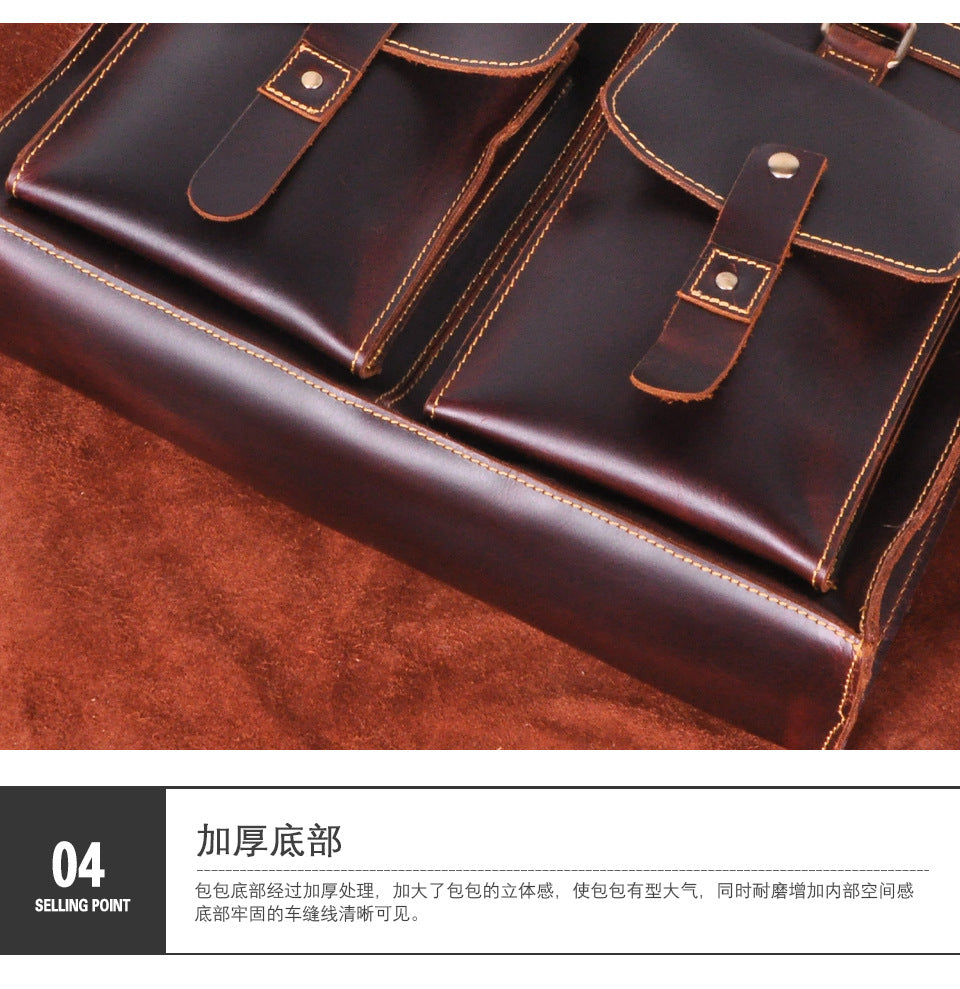 Men's Handbag Briefcase Cowhide Genuine Leather Retro Business Men Computer Bag