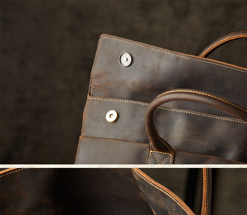 Men's handbag handbag handmade cowhide crazy horse business trip portable business casual men's briefcase thin computer bag