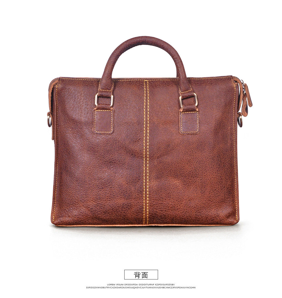Men's Briefcase Crossbody Bag Cowhide Genuine Leather Retro Shoulder Bag Computer Bag