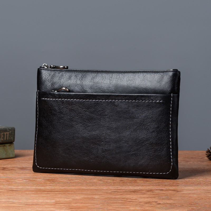 Men's Clutch Bag Cowhide Retro Casual Handbags for Men