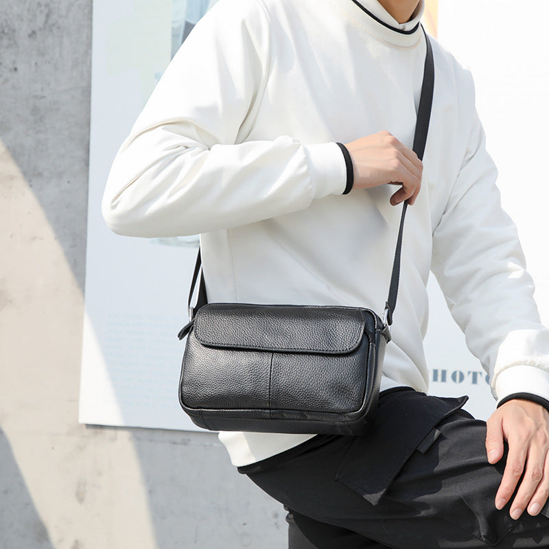 Men's Shoulder Bag Genuine Cowhide Leather Retro Casual Men's Crossbody Bag Messenger Bag
