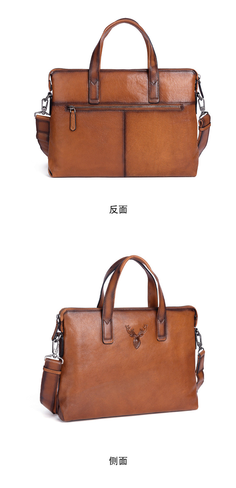 Men's Briefcase Cowhide Genuine Leather Casual Men's Handbag File Bag