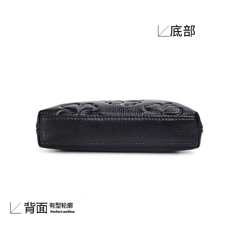 Genuine leather women's bag handbag fashion knurled clutch bag that goes with anything Temperament shoulder bag. Pochette