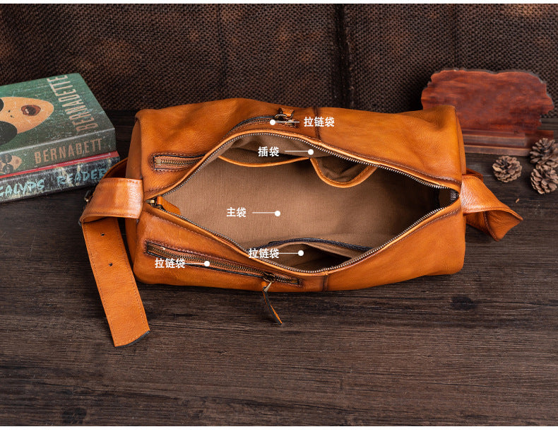 Men's bust bag Genuine cowhide leather retro fashion crossbody bag for men