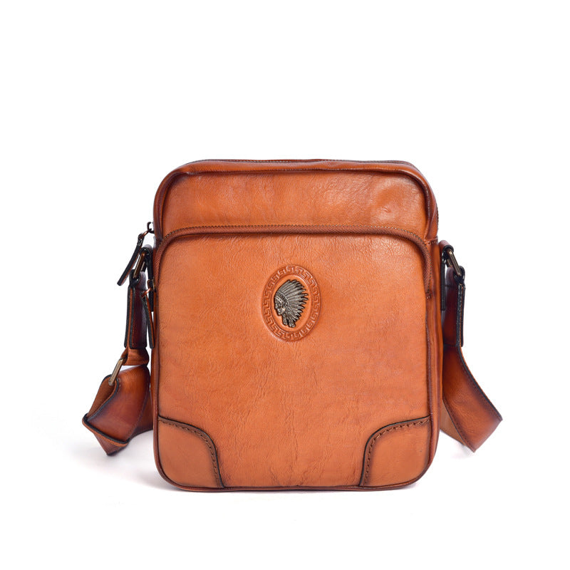 Men's Shoulder Bag Genuine Cowhide Leather Casual Retro Crossbody Bag for Men