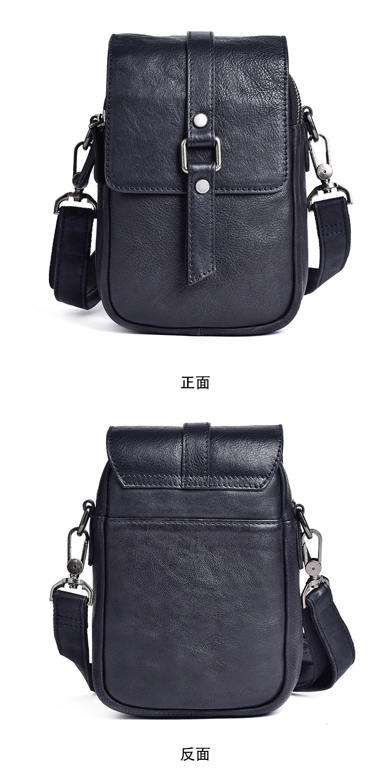 Men's Shoulder Bag Genuine Cowhide Leather Retro Casual Unisex Crossbody Bag