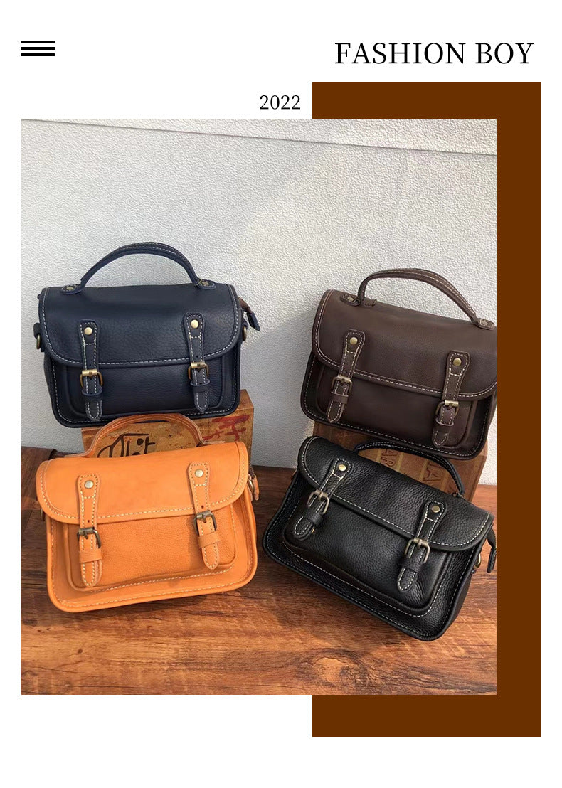 Men's Shoulder Bag Retro Cowhide Messenger Bag Men's Crossbody Bag Handbag