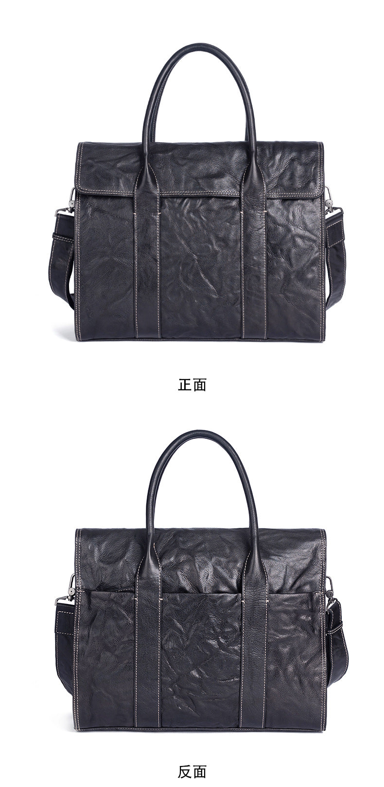 Men's Briefcase Genuine Cowhide Leather Casual Bag Travel Bag for Men