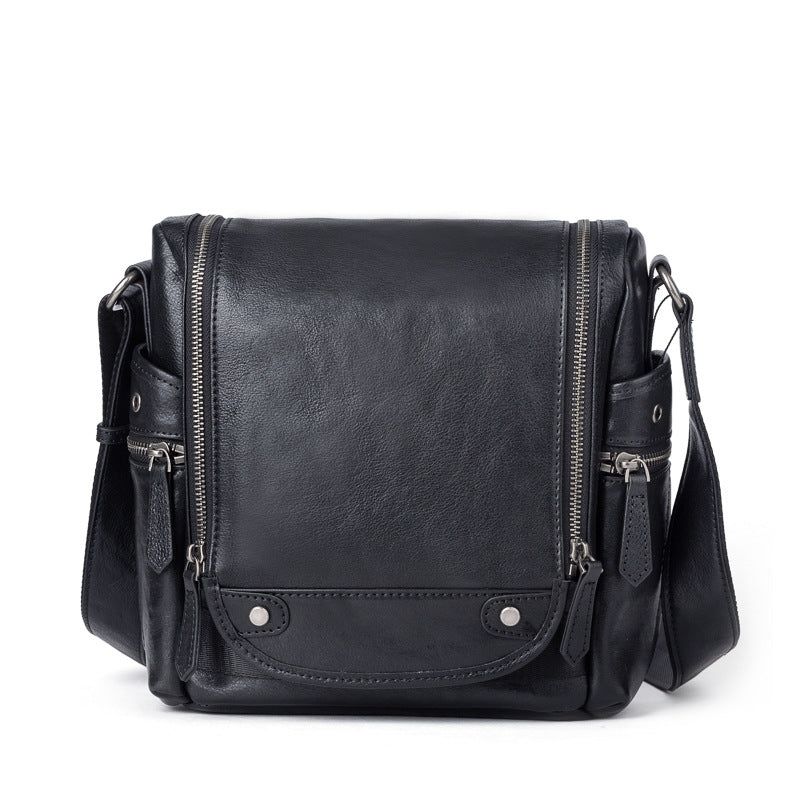 Men's Shoulder Bag Genuine Cowhide Leather Retro Casual Crossbody Bag for Men