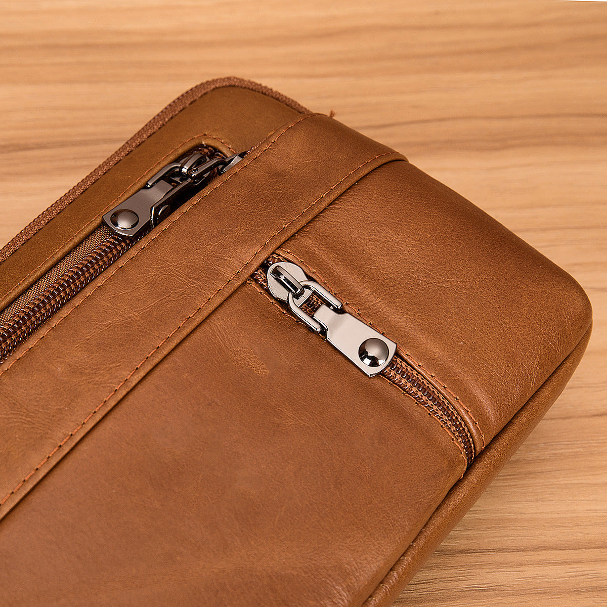 Men's Waist Pouch Cowhide Genuine Leather Retro Fashion Casual Outdoor Men's Bag
