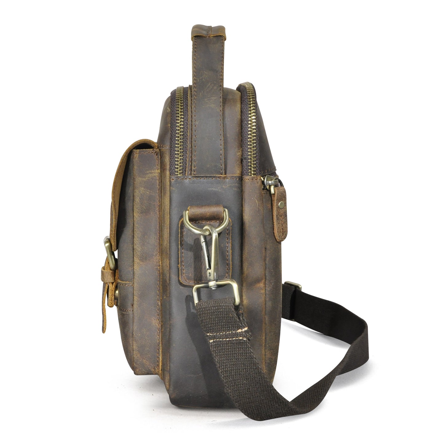 Men's Shoulder Bag Genuine Cowhide Leather Retro Travel Outdoor Men's Crossbody Bag