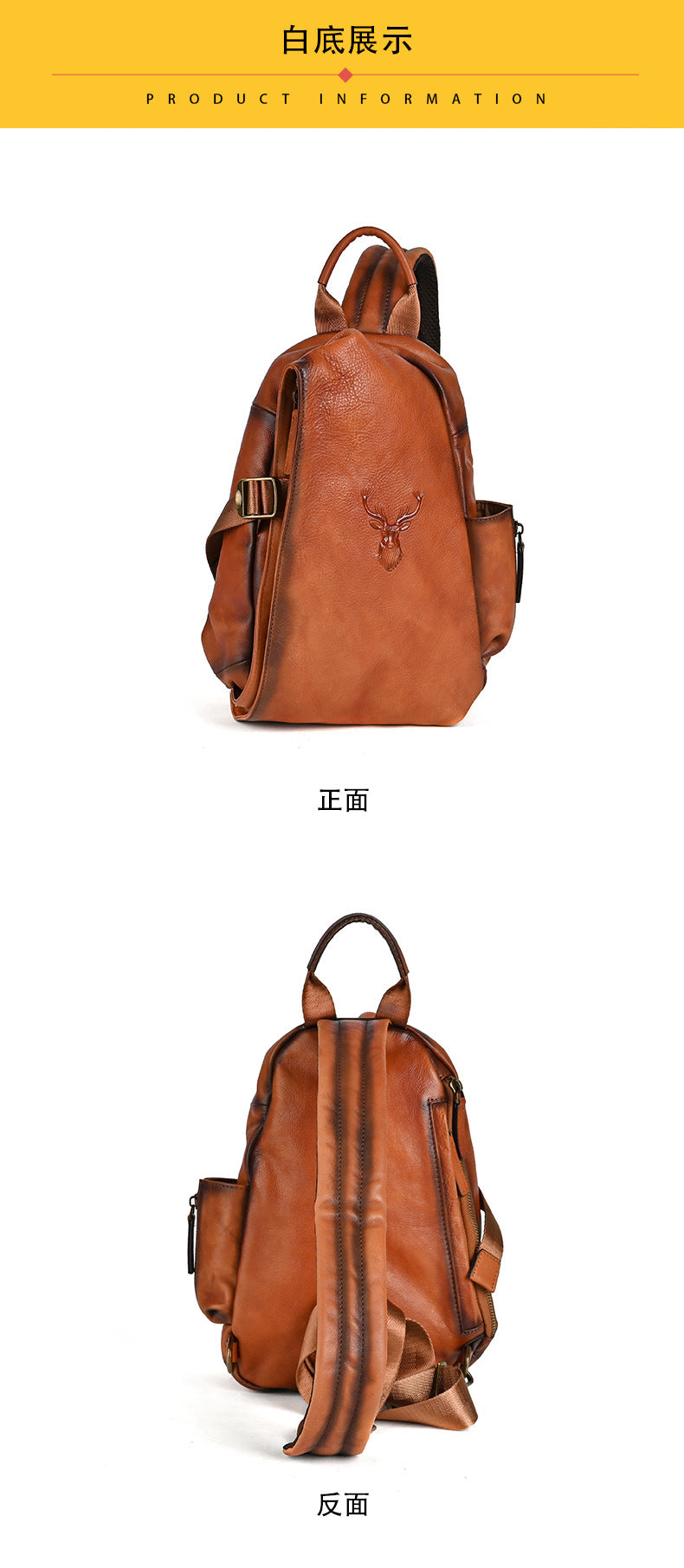 Men's Bust Bag Genuine Cowhide Leather Retro Casual Men's Crossbody Bag Travel Bag