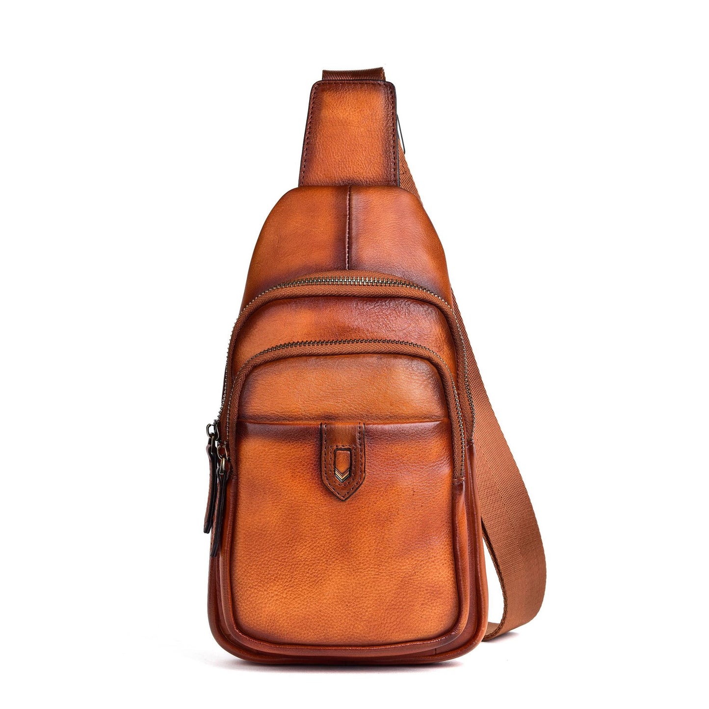 Men's bust bag Genuine cowhide leather casual retro crossbody bag for men