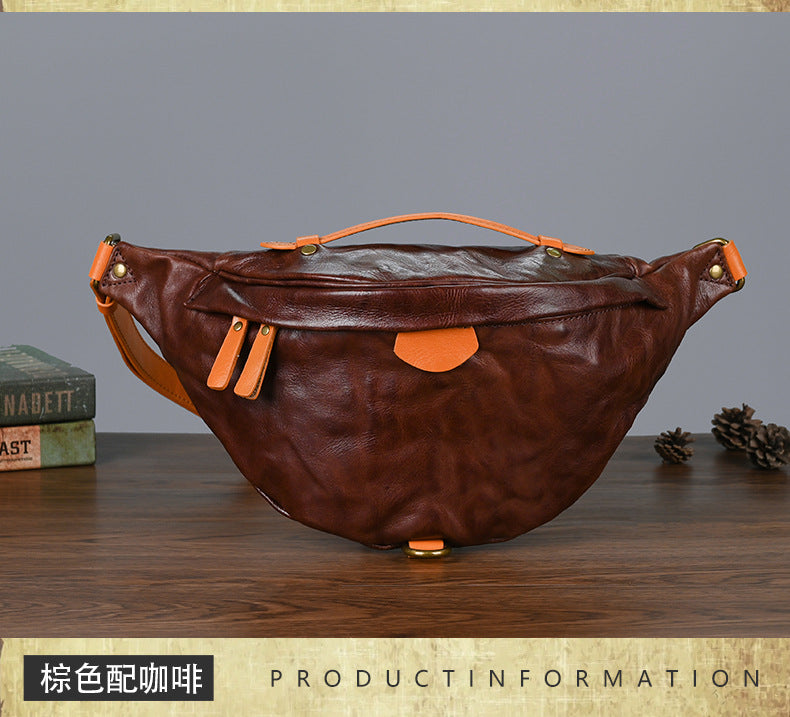 Men's Shoulder Bag Bust Bag Cowhide Genuine Leather Fashion Casual Men's Crossbody Bag