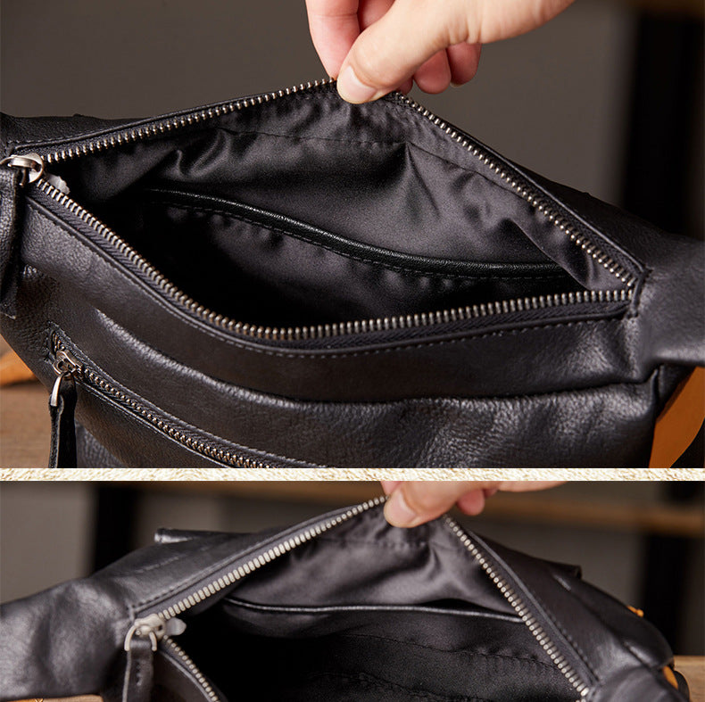Men's Shoulder Bag Handcrafted Genuine Cowhide Leather Retro Casual Fashion Messenger Bag Crossbody Bag