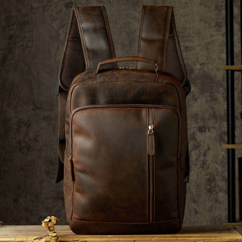 Men's backpack handmade cowhide travel bag retro large capacity computer bag