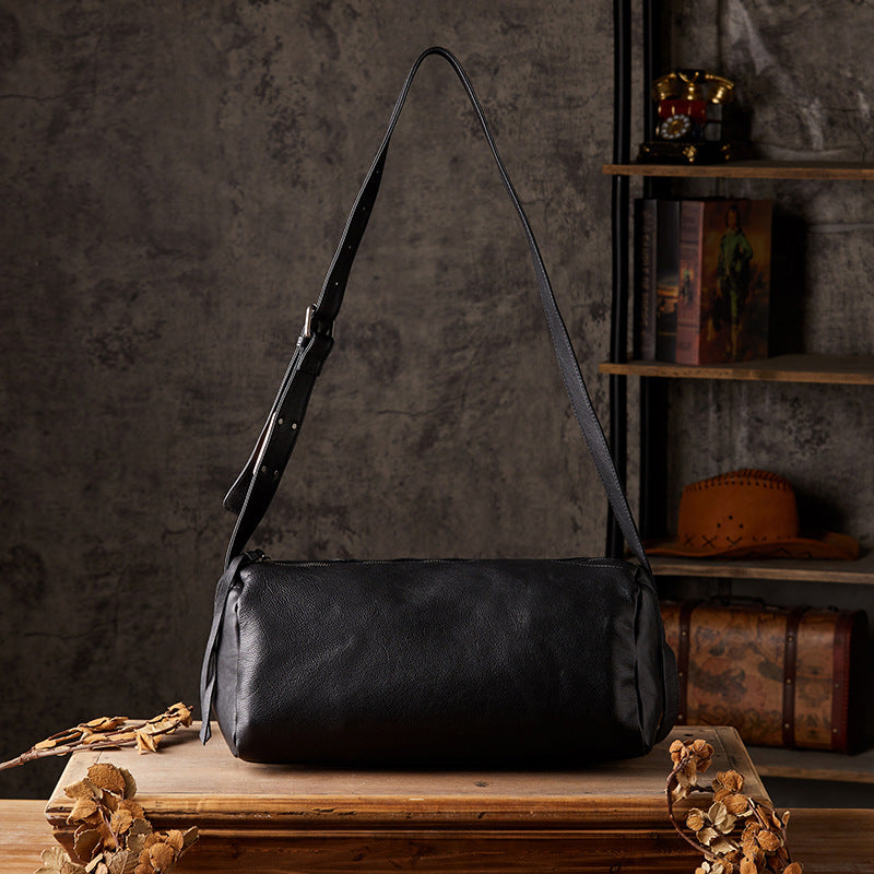 Men's Shoulder Bag Made of Genuine Cowskin Leather Handmade Retro Casual Fashion Large Capacity Crossbody Bag for Men