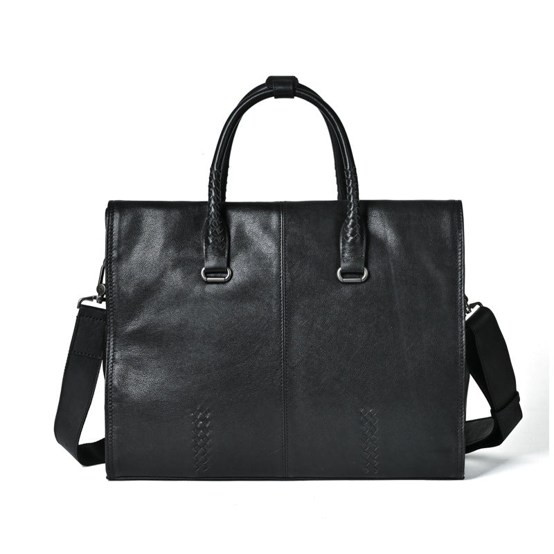 Men's briefcase genuine cowhide leather simple fashion retro casual business men's handbag computer bag