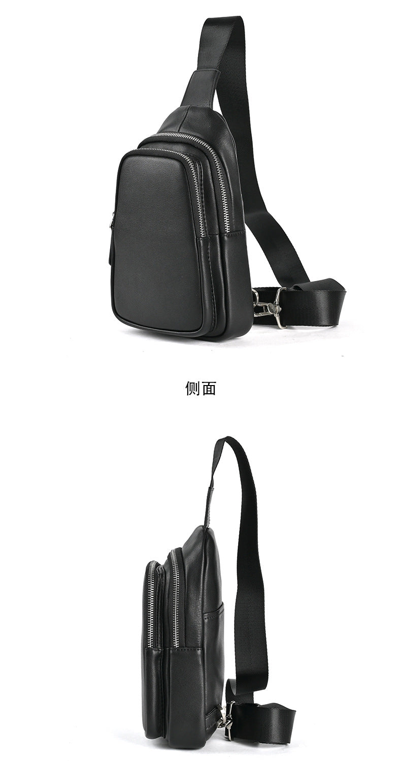 Men's bust bag Genuine cowhide leather retro casual men's crossbody bag smartphone pouch