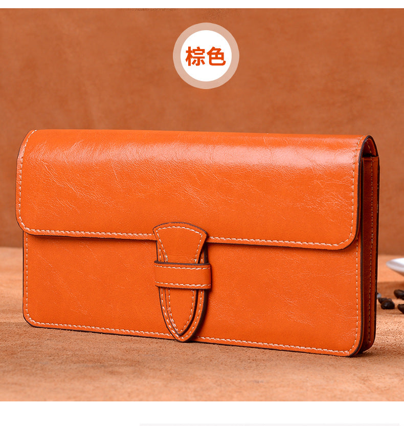Ladies wallet large capacity clutch bag casual wallet retro simple long wallet