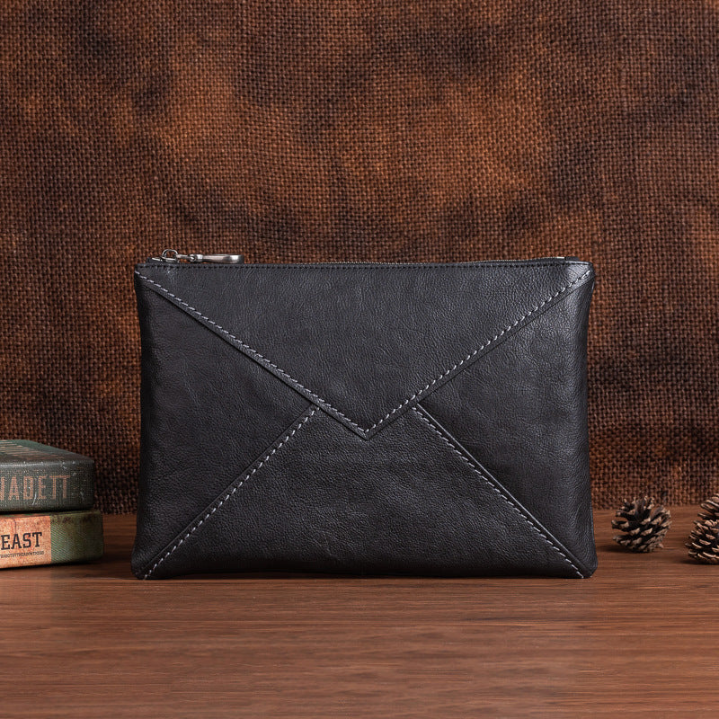 Men's Clutch Bag Genuine Cowhide Leather Casual Men's Handbag