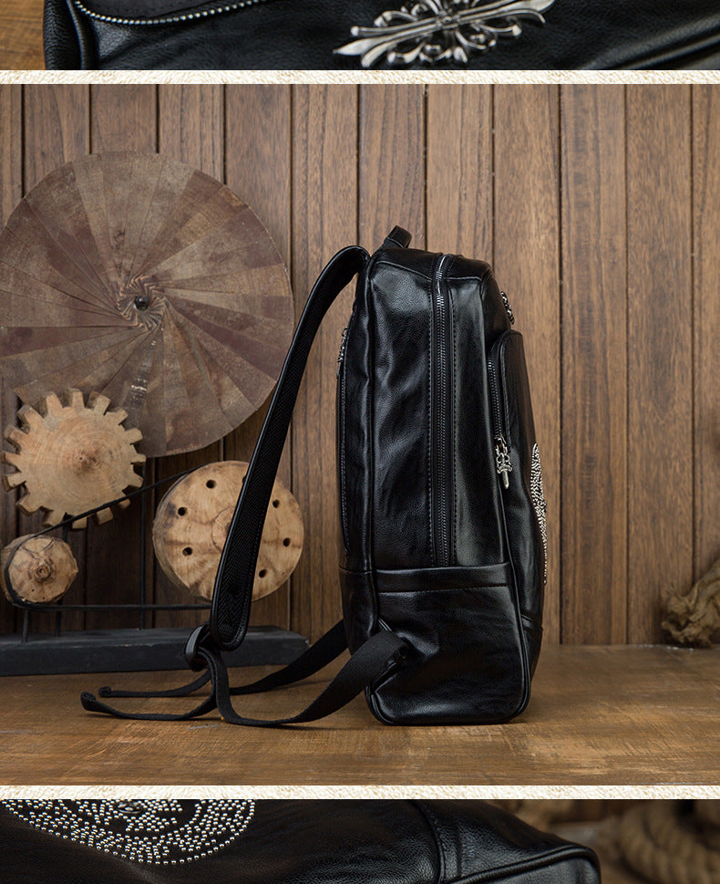 Men's Rucksack Genuine Cowhide Leather Handmade Original Unique Fashion Travel Bag for Men