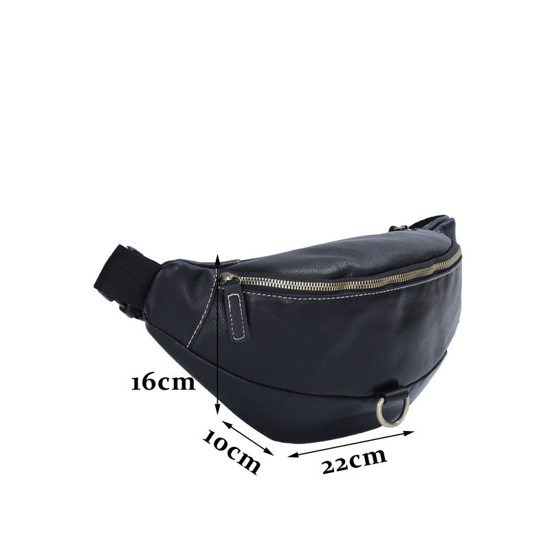 Men's Crossbody Bag Cowhide Genuine Leather Retro Fashion Business Commuter Waist Pouch for Men