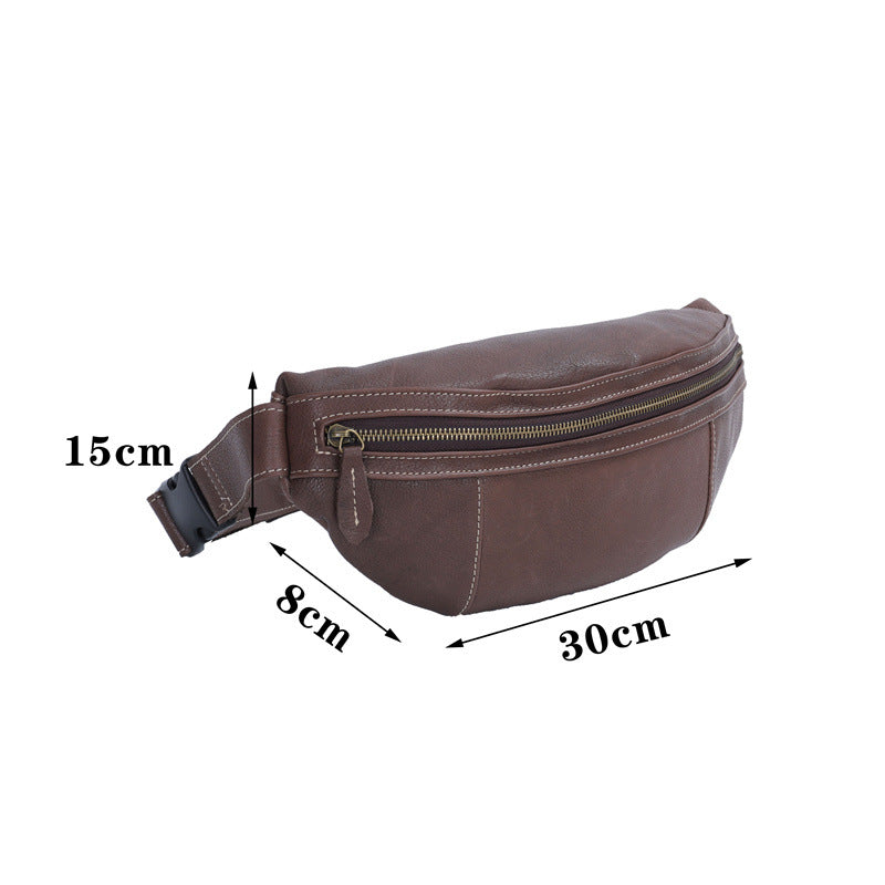 Men's Bust Bag Genuine Cowhide Leather Retro Casual Fashion Shoulder Bag Crossbody Bag for Men