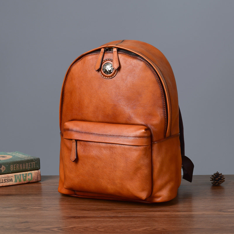 Men's backpack cowhide genuine leather fashion unique unisex travel bag