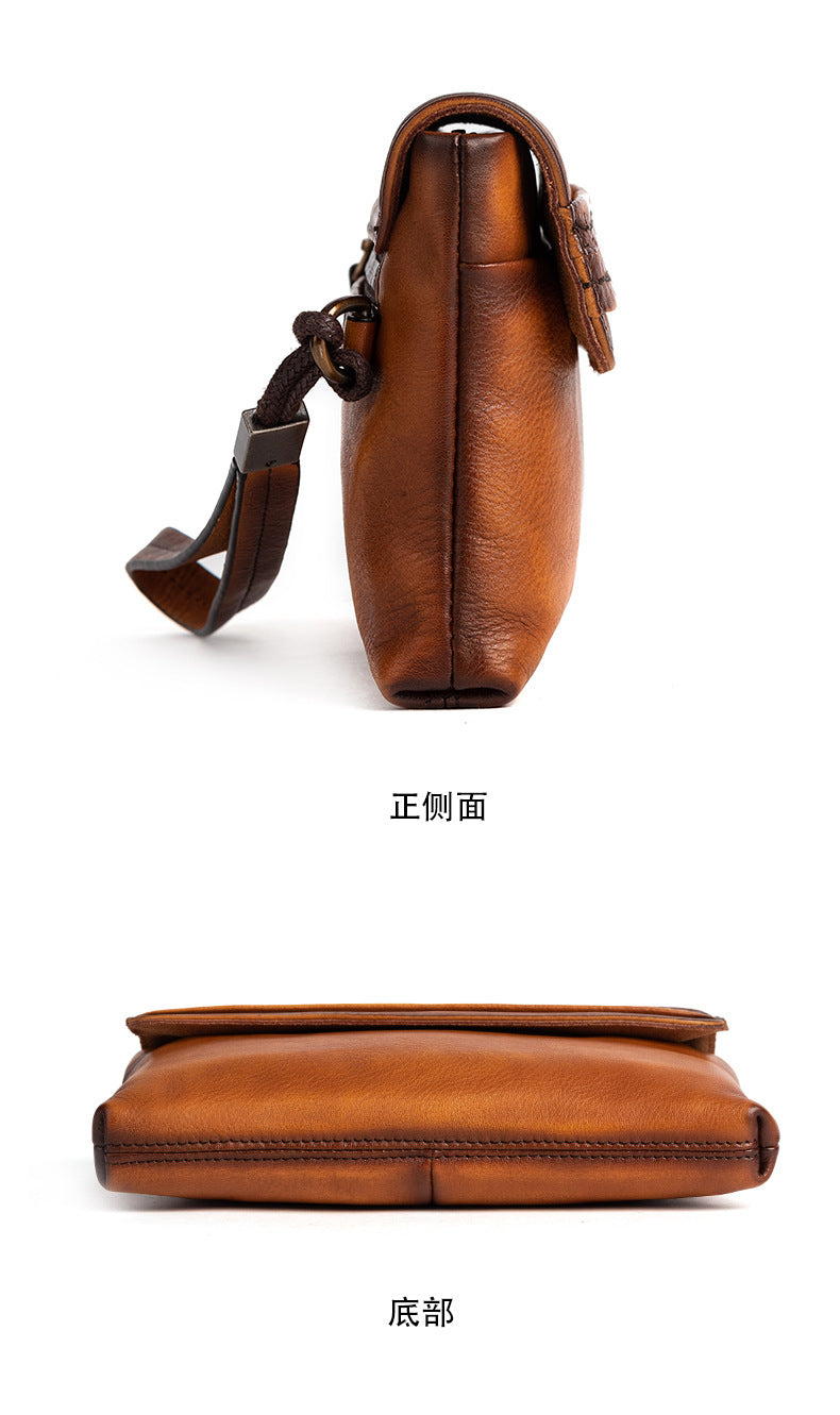 Men's Clutch Bag Genuine Cowhide Leather Retro Casual Men's Handbag
