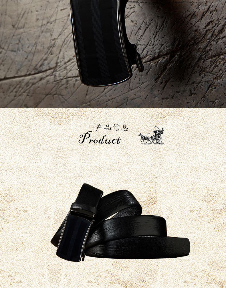 Men's Belt Handmade Genuine Cowhide Leather Automatic Buckle Business Casual Fashion Men's Belt