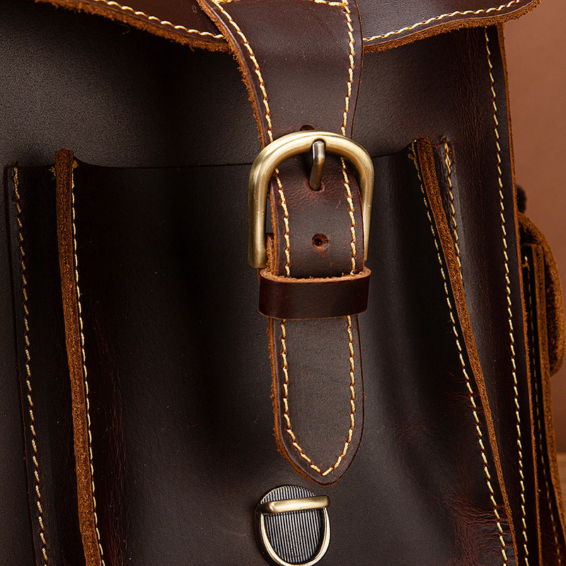Men's Briefcase Handbag Cowhide Genuine Leather Retro Business Computer Bag for Men