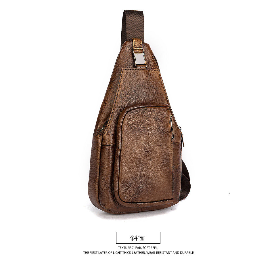 Men's bust bag Genuine cowhide leather retro outdoor versatile crossbody bag for men