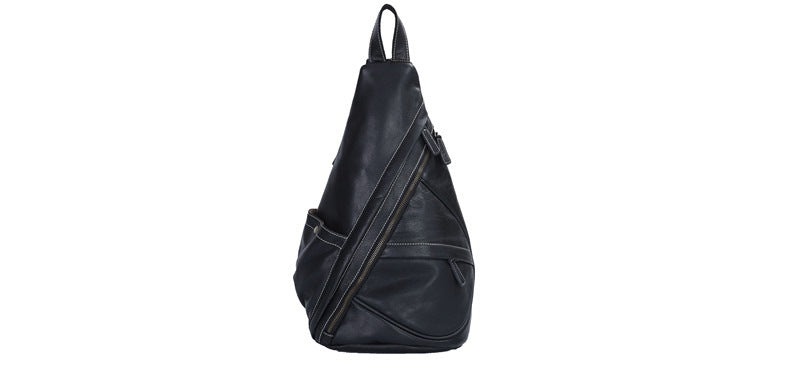 Men's bust bag, genuine cowhide leather, retro casual, unique, multifunctional, crossbody bag for men