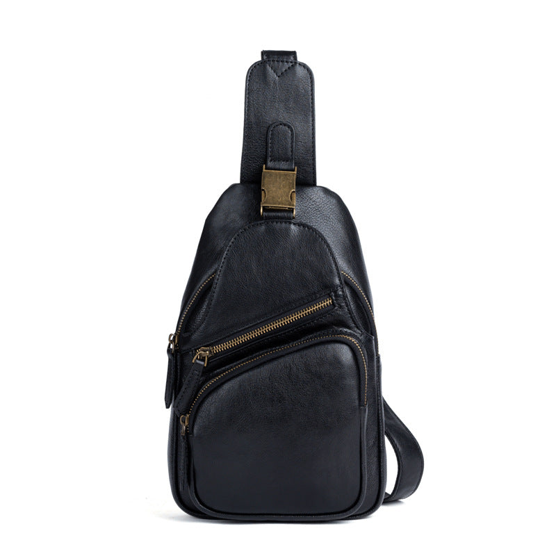 Men's bust bag Genuine cowhide leather retro crossbody bag for men