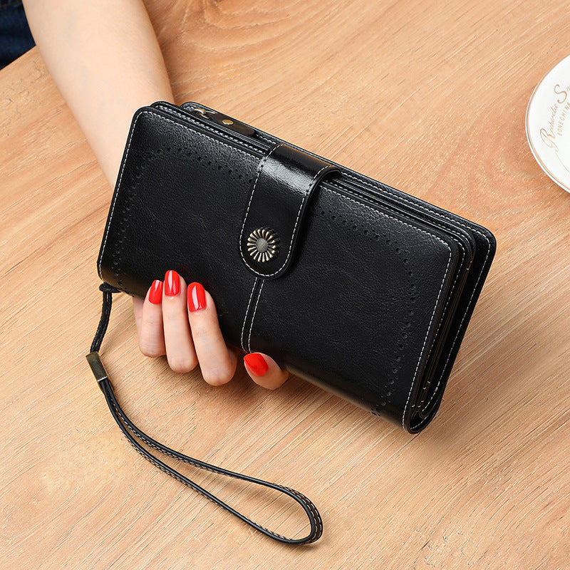 Wallet Women's Bag Wallet Openwork Genuine Leather Long Wallet Clutch Bag Women's Wallet