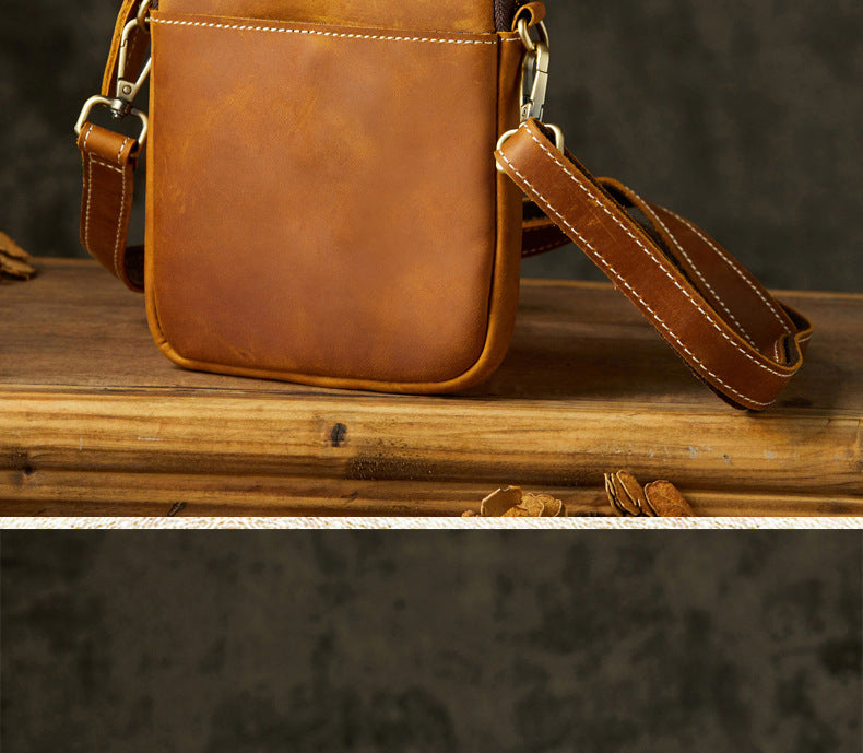 Men's Shoulder Bag Original Crazy Horse Cow Leather Retro Unique Men's Crossbody Bag