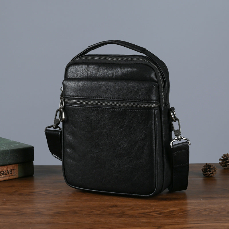 Men's Shoulder Bag Genuine Cowhide Leather Commuting Crossbody Bag for Men