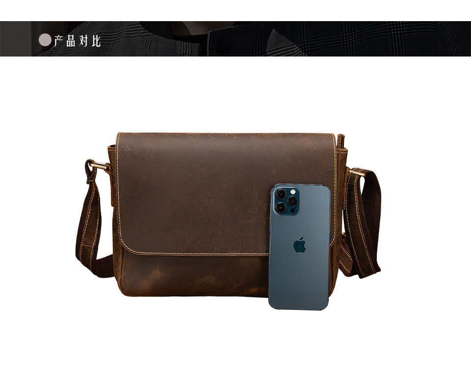 Men's shoulder bag Genuine cowhide leather retro crossbody bag for men