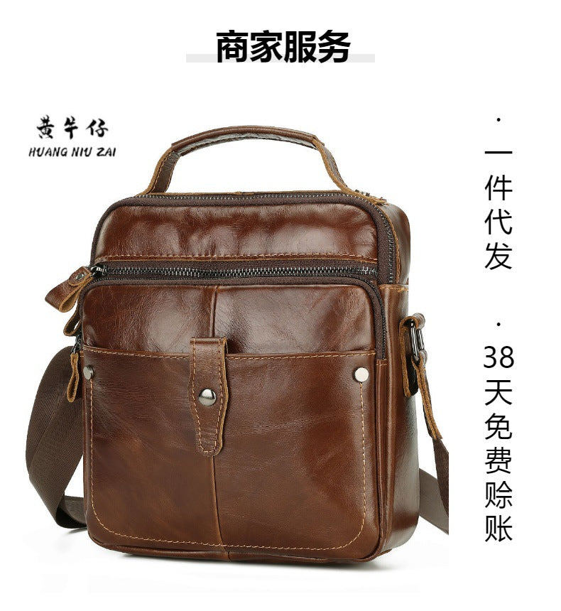 Men's Shoulder Bag Cowhide Casual Korean Fashion Crossbody Bag for Men