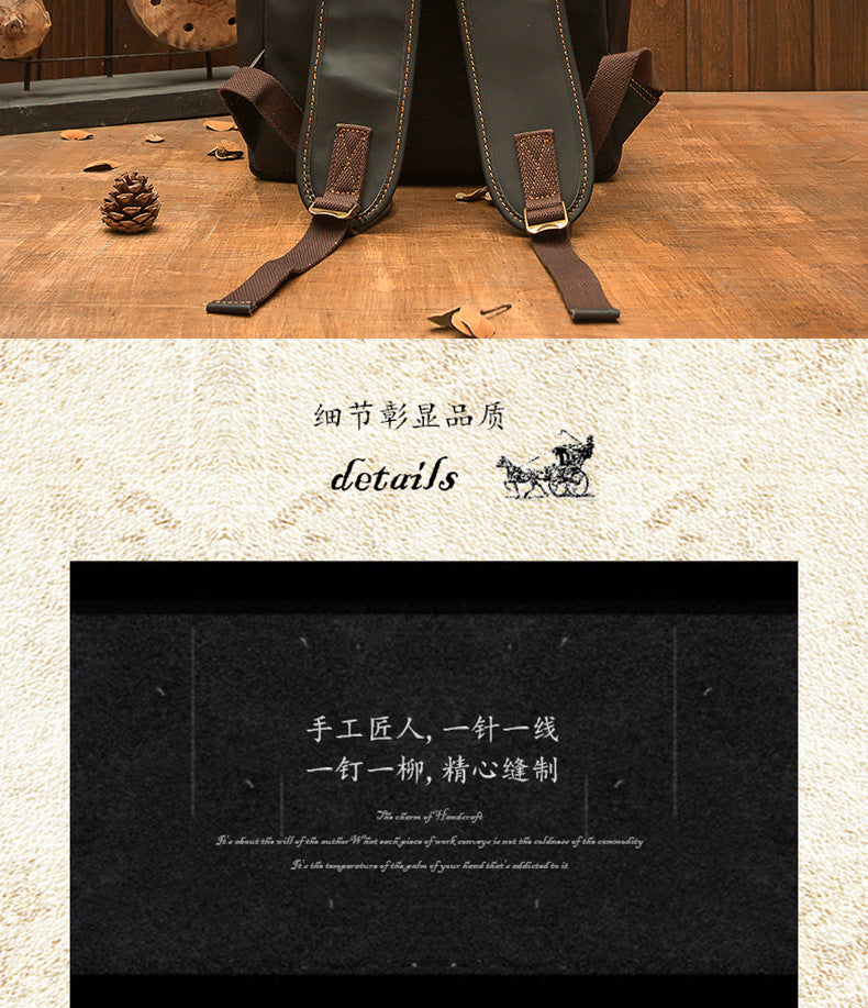 Men's backpack, handmade, quality, large capacity, genuine cowhide leather, fashion travel bag, computer bag