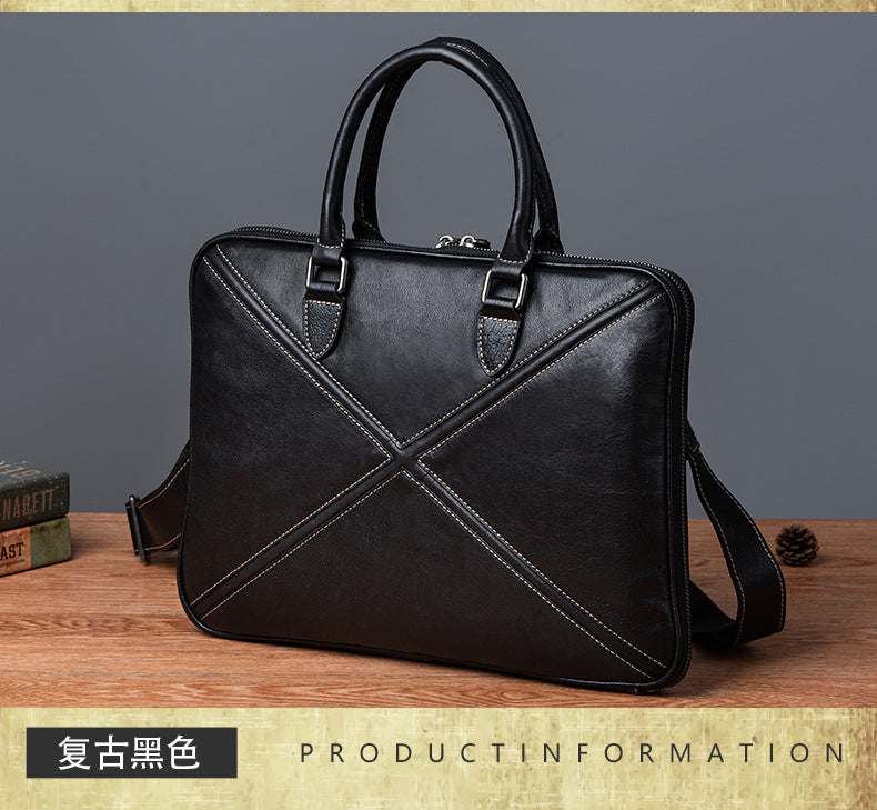 Men's Briefcase Genuine Leather Cowhide Retro Casual Men Handbag