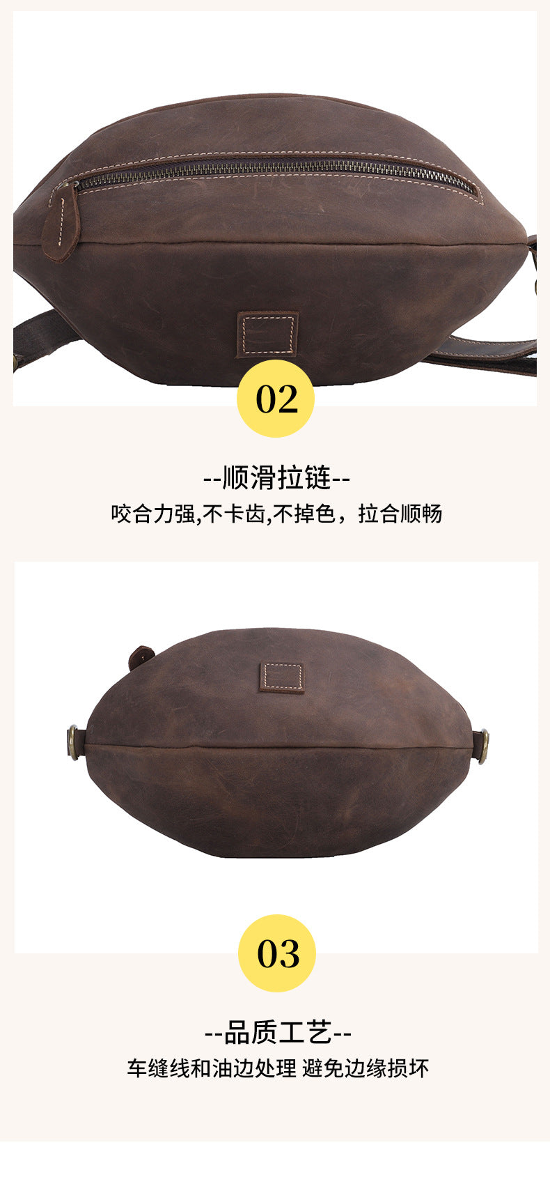 Men's Bust Bag Cowhide Crazy Horse Retro Casual Fashion Shoulder Bag Men's Crossbody Bag Waist Pouch