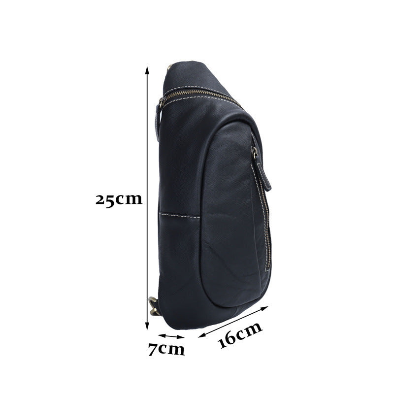 Men's Bust Bag Cowhide Soft Leather Casual Sports Crossbody Bag for Men Smartphone Pouch