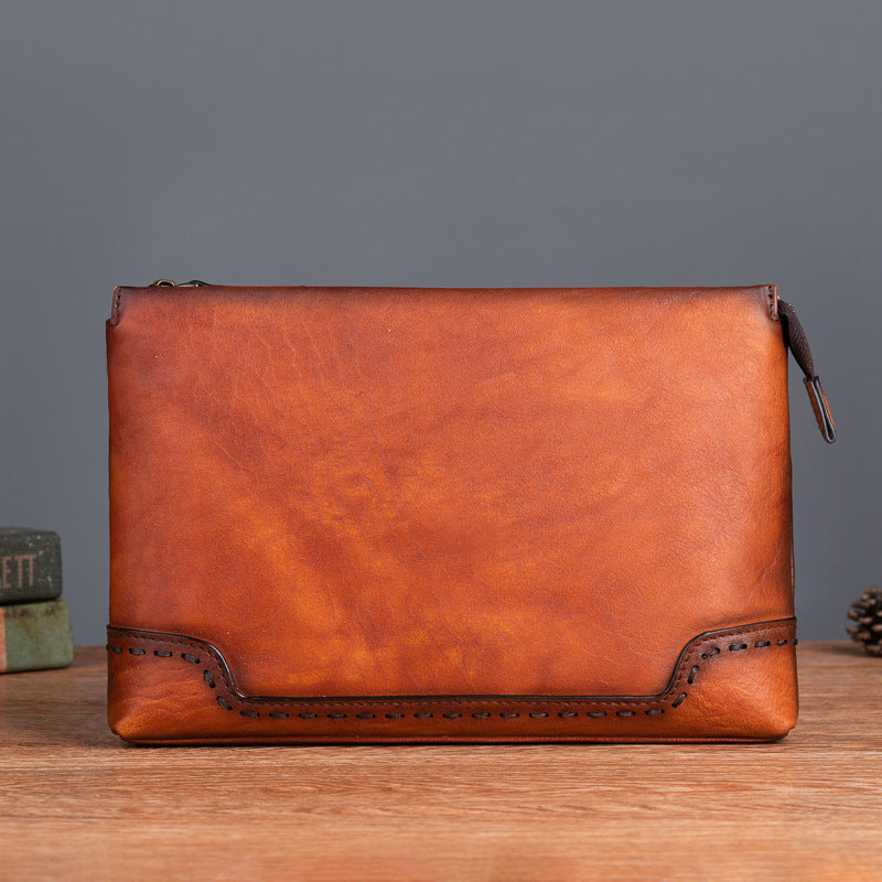 Men's clutch bag cowhide genuine leather casual retro male handbag