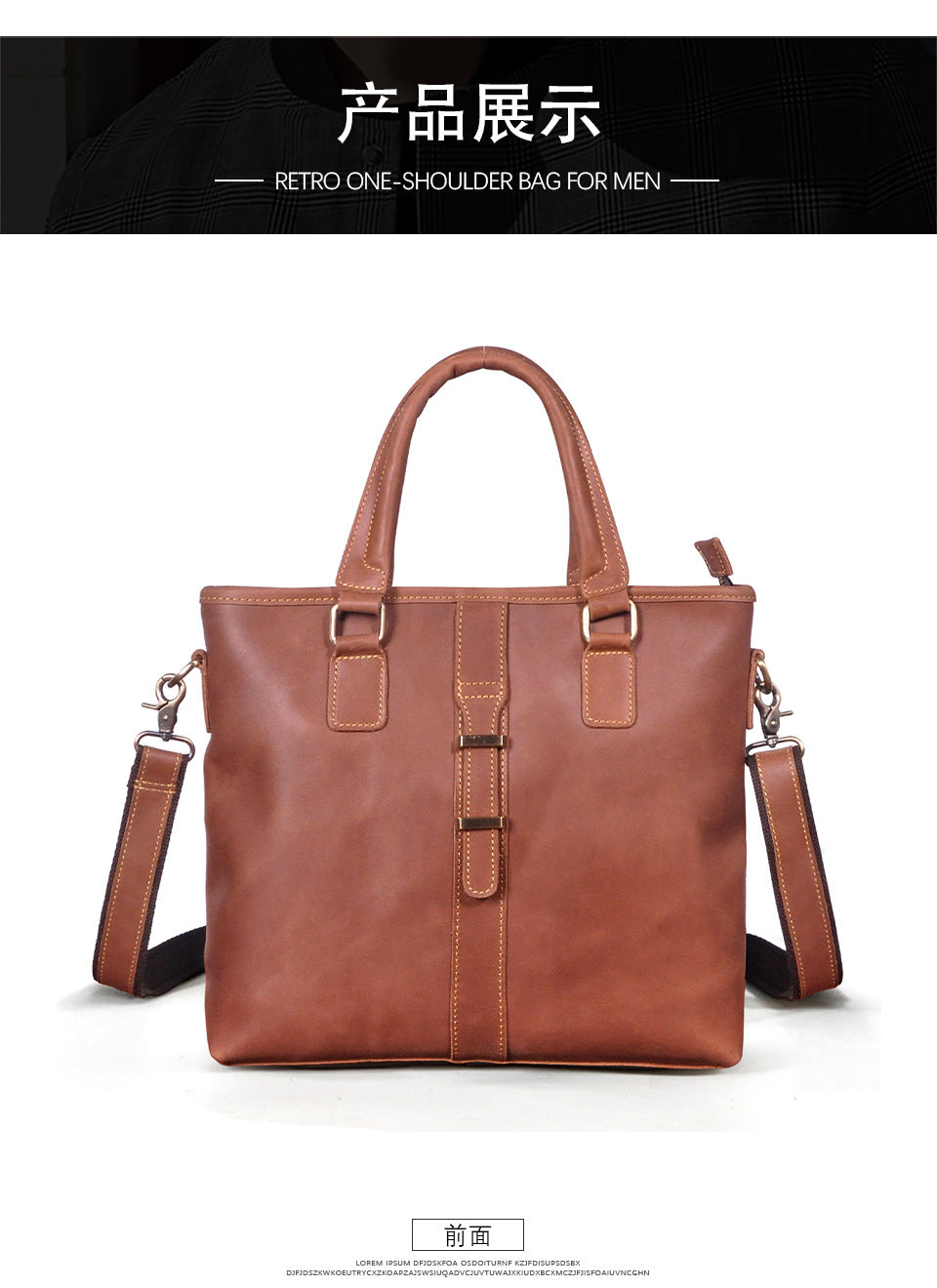 Men's Briefcase Shoulder Bag Retro Business Handbag Cowhide Genuine Leather Men Computer Bag