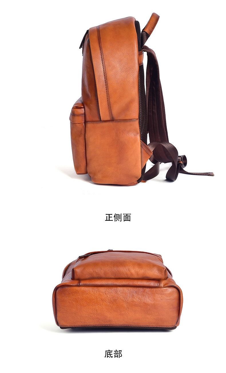 Men's backpack cowhide genuine leather fashion unique unisex travel bag