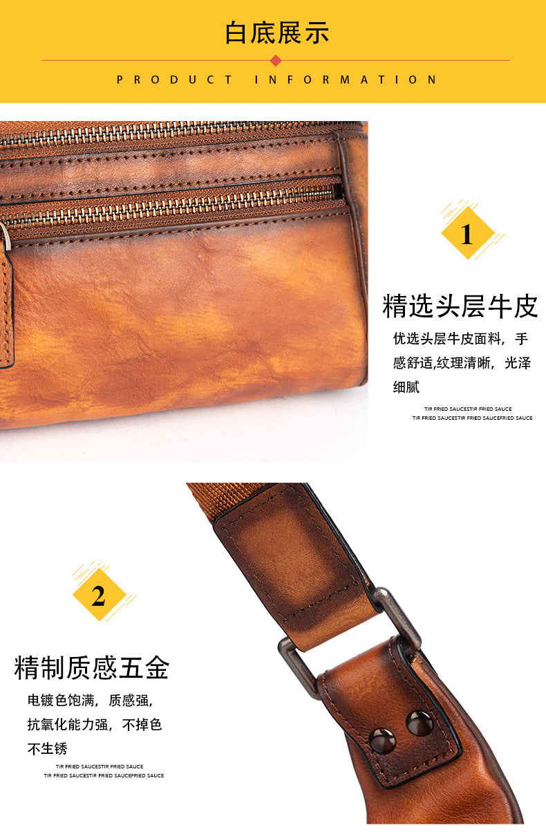 Men's Waist Pouch Cowhide Genuine Leather Retro Casual Men Bag